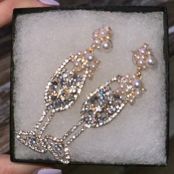 Champagne Glass Statement Earrings - Picture 1 of 2